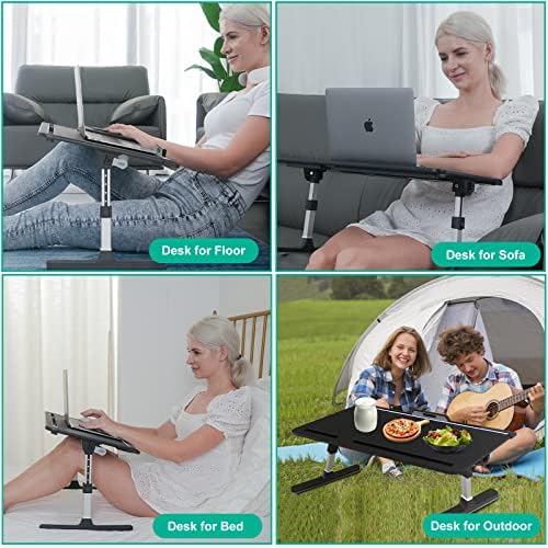 KLEAR Laptop Bed Tray Desk with Adjustable Height & Angle, No Drawer, Black - Image 2