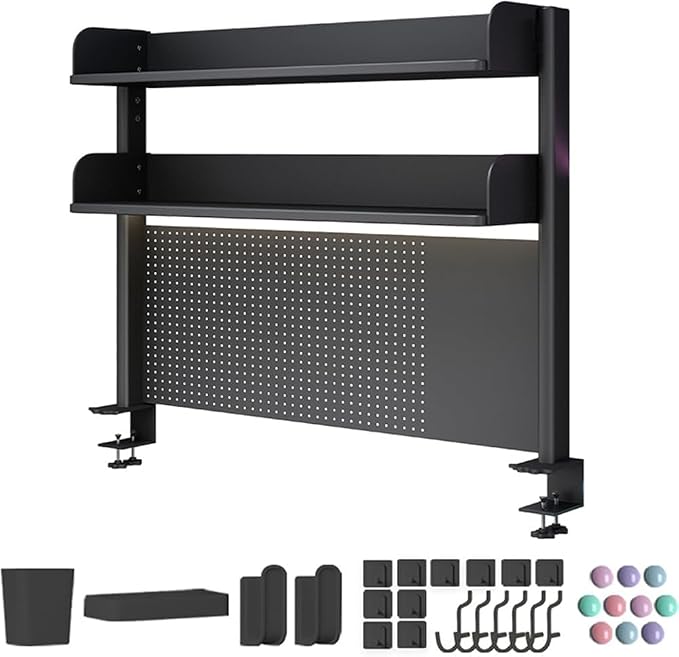 Clamp-On Desk Pegboard Organizer, Gaming Desk Extender with Privacy Panel by Unknown
