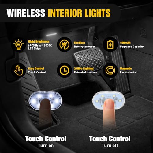 Nilight 2 PCS White Color Wireless Magnetic LED Interior Lights - Image 3