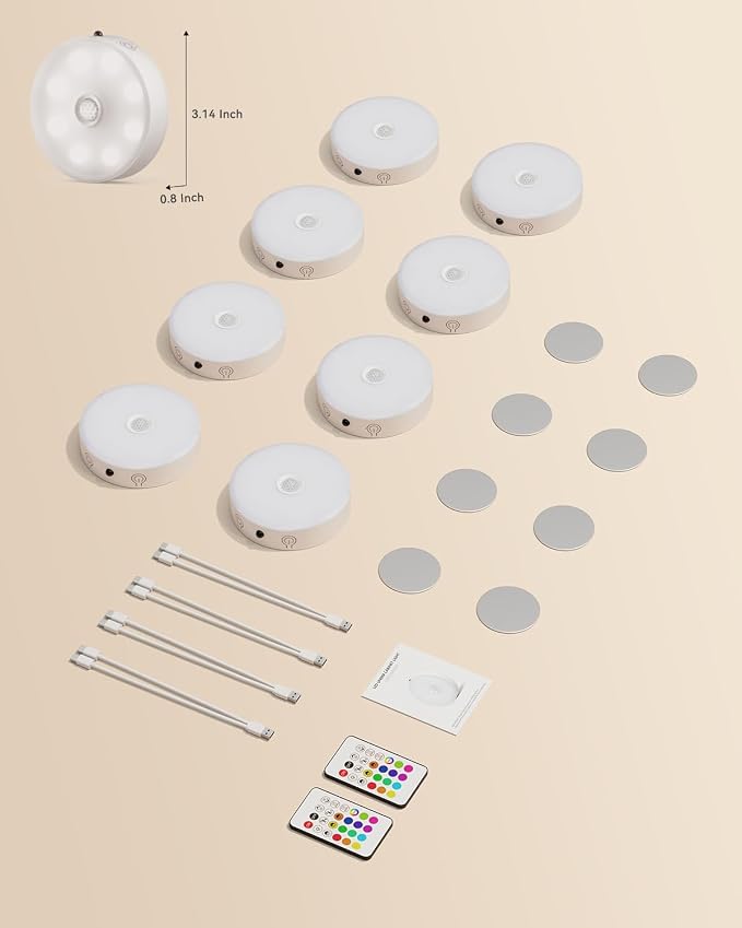 Rechargeable Puck Lights with Remote 8 Pack Under Cabinet Lighting Wireless - Image 8