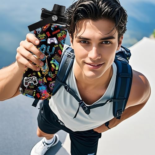 Gaming Gamer Gifts 32oz Gamings Gamepad Water Bottles, Gamers Gifts for Kids Teen Game Boys Son Adults Gaming Tumbler Presents Gamers Birthday Party Christmas Game Decor Gift Gamer Cup - Image 2