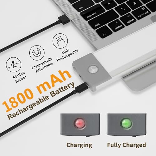 LEPOTEC 30 LED Under Counter Closet Lighting, LED Motion Sensor Cabinet Light, Battery Operated Pantry Light for Mom, 1800mah Rechargeable Wireless Motion Sensor Closet Light (2 Pack) - Image 4