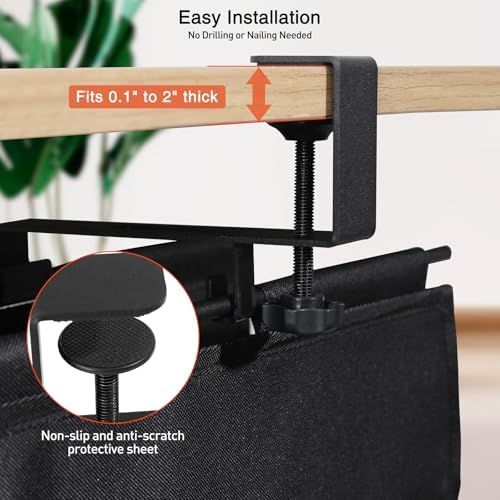 MAXECHO Under Desk Cable Management Tray 48" - Clamp on Wire and Cable Organizer for Storage and to Hide Cords - Ideal for Home Office - Premium Black Fabric Design - Image 3