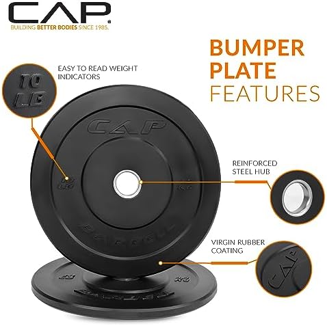 CAP 2-inch Olympic Bumper Plate Weight Set | 100-370 lbs | Multiple Colors | Storage Rack Optional - Image 2