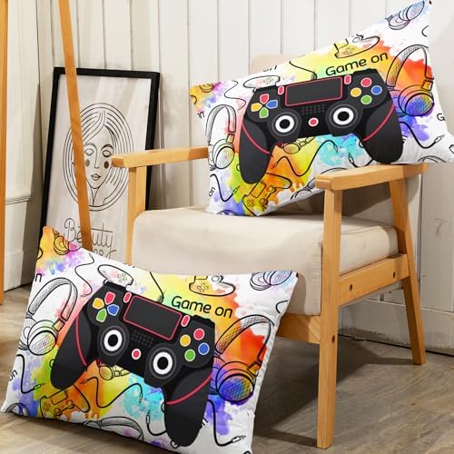 AILONEN Gamer Twin XL Fitted Sheet Set for Boys, Gaming Video Game Gamepad Bed Sheet Set for Kids Adults,Tie Dye Game Fitted Sheet with 2 Pillowcases,3 Pieces - Image 6