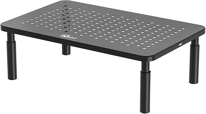WALI Computer Monitor Stand for Desk, Adjustable Laptop Riser, up to 44 lbs | Monitor Riser Under-Desk Storage, Fits Monitors, Laptops, Printers, for Home, Office, School Supplies (STT003), 1 Pack, Black by WALI