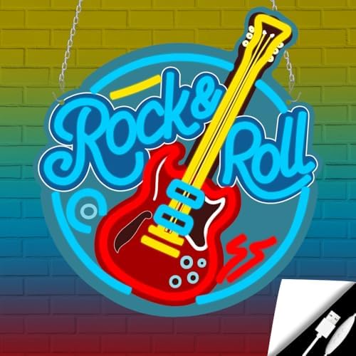 Rock and Roll Neon Sign Live Music Neon Signs for Wall Decor,Cool Guitar Shaped Led Lights Up Sign for Music Studio,Bedroom Party,Bar,Man Cave,Best Gift for Guitar Hobbies - Image 4