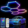 25Pack RGB Hexagon led Garage Lights,5 Hexagon Light with Multi Color,Dimmable&Speed Adjustable RGB Hex Wall Lights,DIY Design for Remote Control & Smart App Control Music Modes by Maxziller