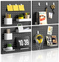Metal Pegboard Organizer 4 Pack 15.7'' x 11.8'' Black Wall Control Pegboard Peg Board Panels for Garage Gaming Room Home Entryway Kitchen (No Accessories) by ETELI