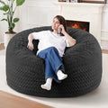 HABUTWAY 4FT Bean Bag Chair,Giant Bean Bag Chairs for Adults,Big Bean Bags with Memory Foam Filled, Large Beanbag Chairs with Chevron Plush Cover-Black by HABUTWAYMakeYourLifeComfortable