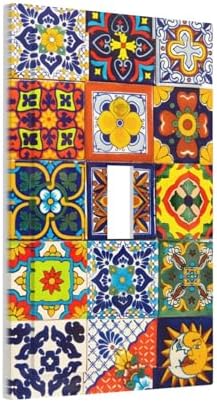 Decorative Light Switch Covers Traditional Colorful Mexican Talavera Tiles Style Single Toggle Light Switch Cover Plate 1 Gang Outlet Covers Wall Plate Electrical Device Dimmer Switchplate - Image 2