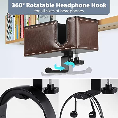 Under Desk Cup Holder Clamp on Cup Holder PU Leather Clip on Desk Organizer - Image 3
