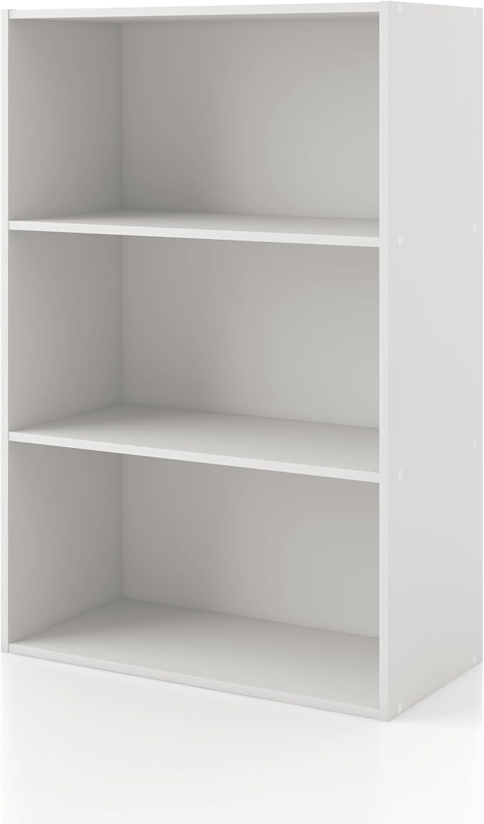 Homes: Inside + Out Apexa 3-Tier Cube Storage Organizer Shelves, Stackable Wood Bookcase Fits Cubby Bins for Organization, Dorm Teen Room Decor & Home Office, White by HOMESInsideOut