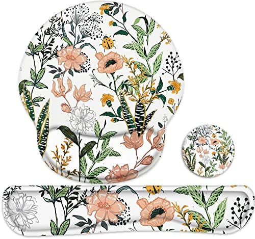 Keyboard Wrist Rest and Mouse Pad, Ergonomic Memory Foam Mouse Pad Wrist Support, Non-Slip & Pain Relief Mouse Pad and Keyboard Wrist Support, Comfortable Mousepad with Wrist Rest for Home, Office by Lateefah