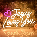 SYLHOME Heart Jesus Loves You Led Neon Light Sign Bedroom Church Wall Decor by SYLHOME