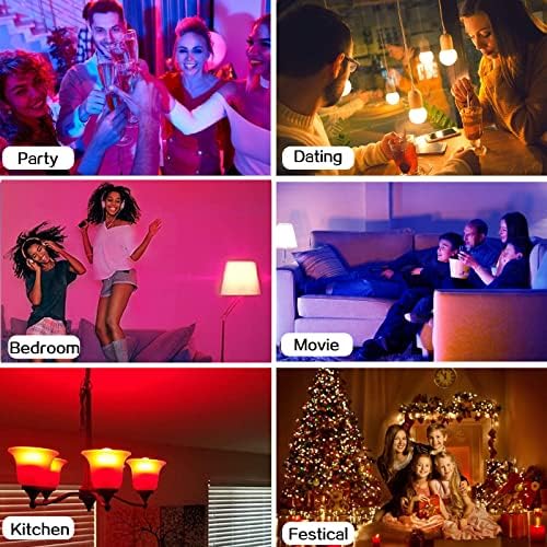 RGB Color Changing Light Bulbs,9W RGB LED Light Bulbs,40W Equivalent A19 E27/E26 Warm White 6500K,16 Color Multicolor Light Bulb Dimmable Light for Home Party Bedroom Outdoor(1Pack) - Image 4