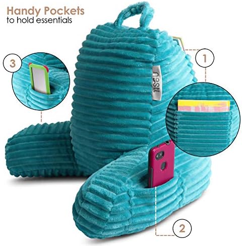 Nestl Teal Reading Pillow with Bed Desk for Laptop and Writing, Luxe Cut Plush Back Pillow for Sitting Up, Back and Arms Adjustable Support for Kids and Teens, Foldable Lap Desk for Bed 19x11” - Image 7