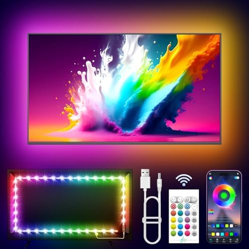 KANTUTOE TV LED Lights, 13.1ft LED Lights for 43-65in TVs, RGB TV Backlight Behind with Music Sync Bluetooth APP and Remote Control Strip Light USB Powered for Bedroom Gaming Room Decor by KANTUTOE