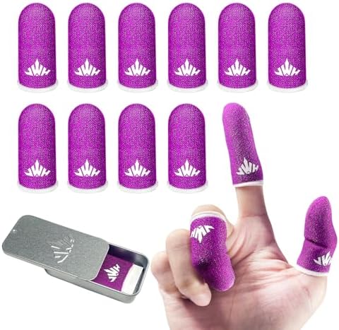Jwh 10 Pcs Silver Fiber Game Finger Sleeves Thumb Sleeves Mobile Gaming Cots Covers Finger Gloves with Touchscreen for Pubg ​Fundas para Dedos Dedales Gamer Profesionales by JWH