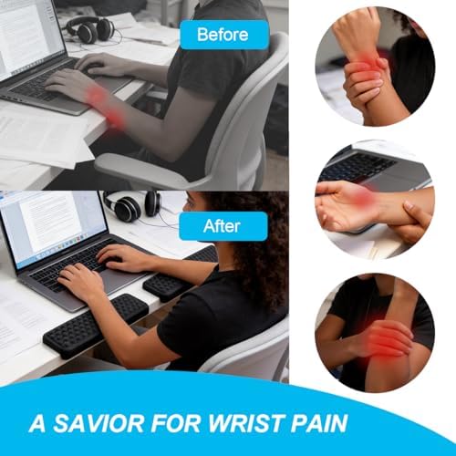 L-Shaped Desk Edge Cushion 2 Pack, Ergonomic Memory Foam Elbow Pad for Desk with Non-Slip Base, Adjustable Keyboard Wrist Rest & Arm Rest for Desktop, Forearm Support Cushion for Office Gaming Home - Image 2