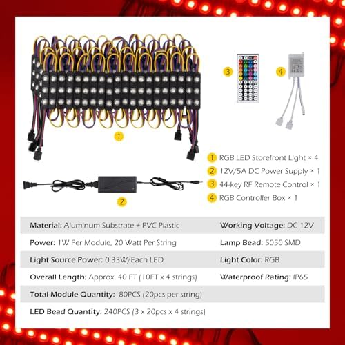 Dyna-Living LED Storefront Lights for Business Window LED Strip Light 40FT - Image 2