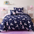 Twin Comforter Set for Girls-3 Pieces Cat Glow in the Dark Twin Bedding by WinkDeerHomeCollection