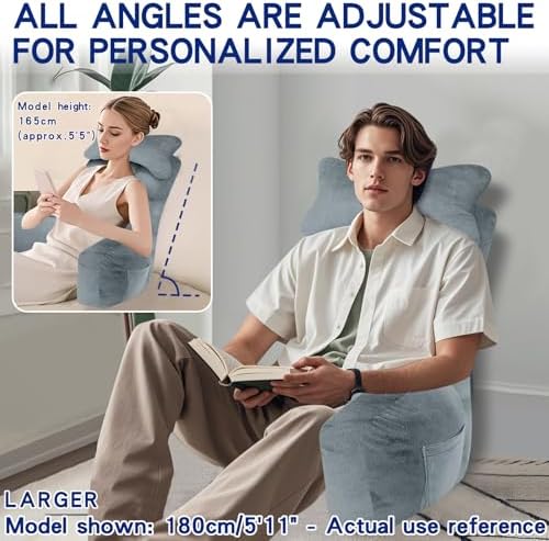 YDCEULARDOH Reading Pillow for Bed Adult – Large Bed Pillow with Arms, Supportive Back Pillow for Sitting Up in Bed for Reading, Watching TV, or Gaming - Image 3