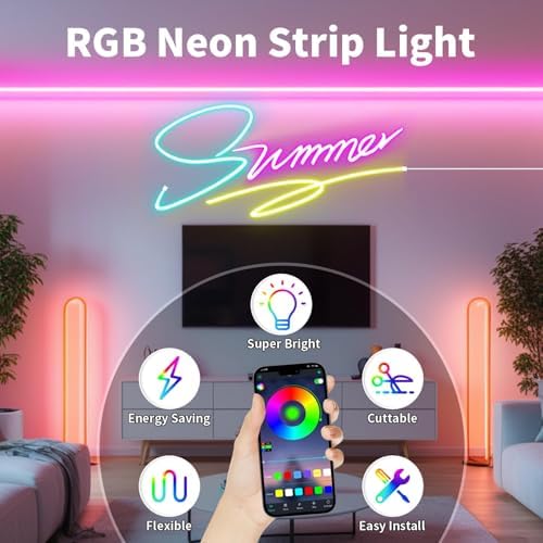 iNextStation RGB Neon LED Strip Lights 16.4FT 12V Flexible LED Rope Lights - Image 3