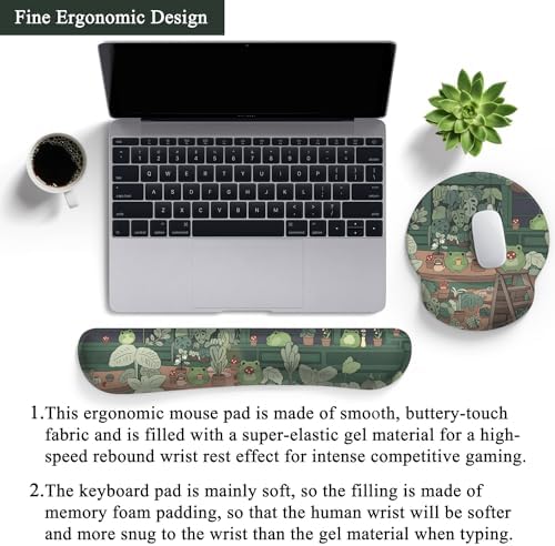 Cute Frog Mouse Pad with Wrist Rest Kawaii Green Decor Pain Relief Mat, Ergonomic Mouse Pad for Desk Computer Keyboard Laptop, Desk Decor Office Accessories for Girl Wrist Rest for Computer Keyboard. - Image 3