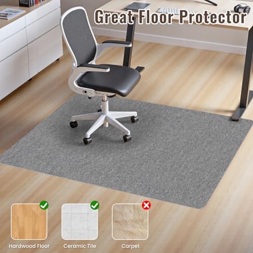 Sycoodeal Office Chair Mat for Hardwood Floor,Slip Resistant Floor Mat for Office Computer Gaming Chair,Heavy Duty Floor Protector for Rolling Chairs,Easy to Clean,Grey(40"x55") - Image 4