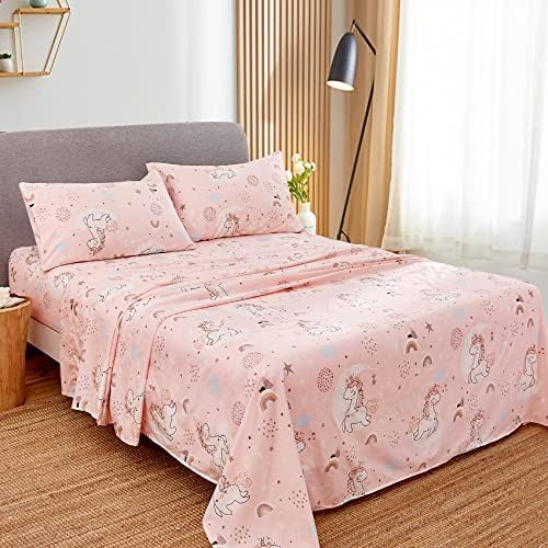 JSD Pink Unicorn Rainbow Kids Twin Sheet Set for Girls 3 Piece - Image 2
