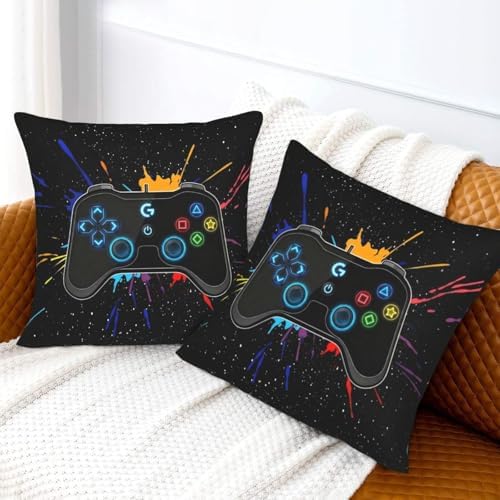 Perinsto Game Joystick Throw Pillow Covers Set of 2 Gamer Gifts Decorative Pillowcases Soft Cushion Covers for Sofa Couch Bed Home Decor, 20"X20" - Image 7