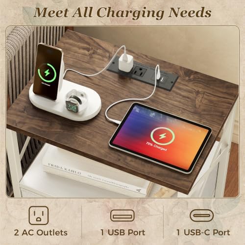 Huuger Nightstand Set of 2 with Charging Station, USB-C Port, End Tables - Image 4