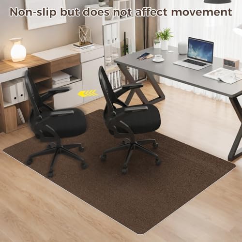 Office Chair Mat for Hardwood Floor 40x55 Inch, Non-Slip Rolling Chair Mat, Flat Lay Floor Protector for Wood Tile Laminate, Anti-Slip Sound Absorbing(Coffee) - Image 3