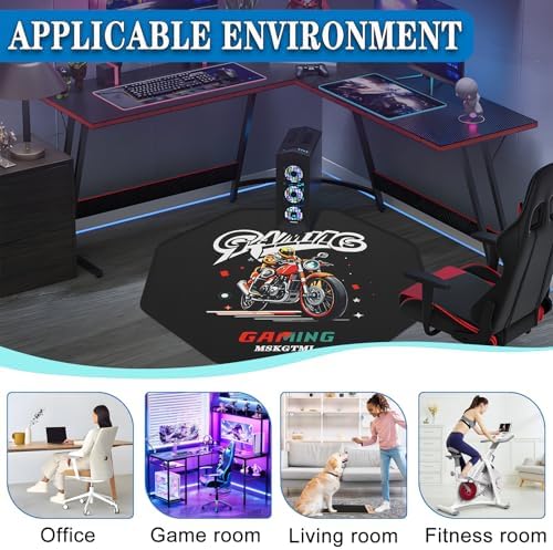 Chair Mat for Hardwood Floors, Noise - Reducing Gaming Chair Floor Mat, 47" x 47" Octagonal Floor Mat for Office Chair, Suitable for Home Offices, Dormitories and Game Rooms - Image 4