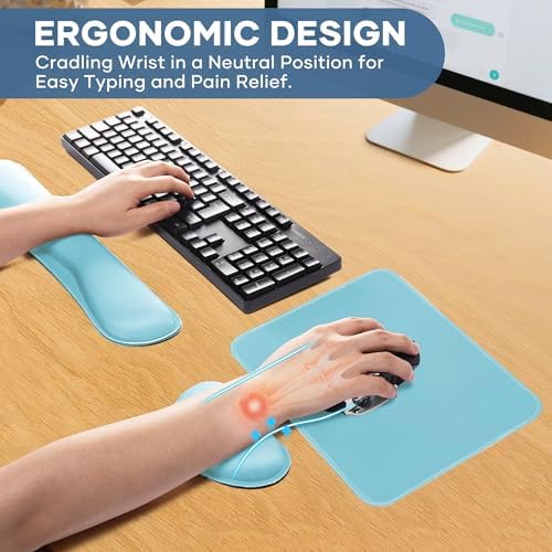 Office Ergonomic Memory Foam Computer Mouse and Keyboard Wrist Rest pad Support Carpal Tunnel, Wrist Rest for Keyboard and Mouse, Wrist Support Set - Image 4