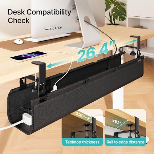 PEGZONE No Drill Under Desk Cable Management Tray, 31.5" Fabric Organizer - Image 3