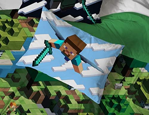 Minecraft Creeper Queen Comforter Set 7 Piece Kids Bedding for Boys, Green - Image 6