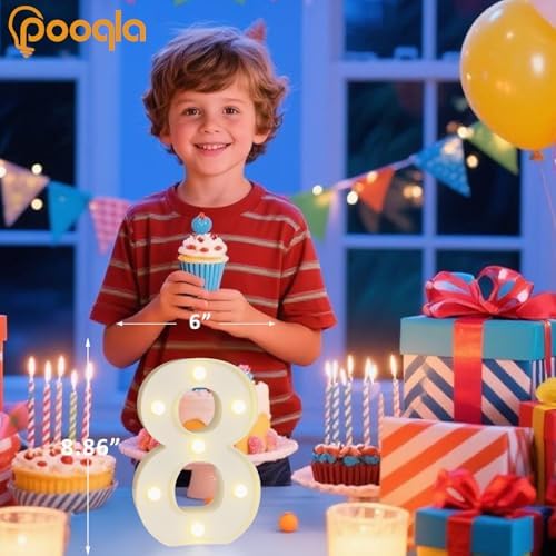 Pooqla Colorful Lighted Numbers with Remote, 35 Colors Light Up Numbers for Party, RGB LED Marquee Number Lights Gift for Girls Boys 8th Birthday Decoration Wedding Bar Night Light Home Decor Number 8 - Image 5