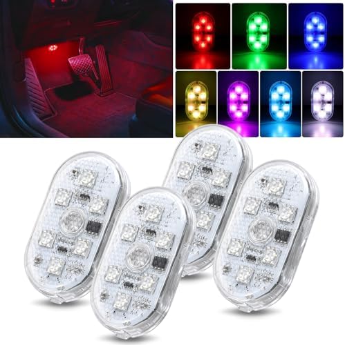 Nilight 4 PCS 7 Colors Wireless Magnetic RGB LED Interior Lights by Nilight