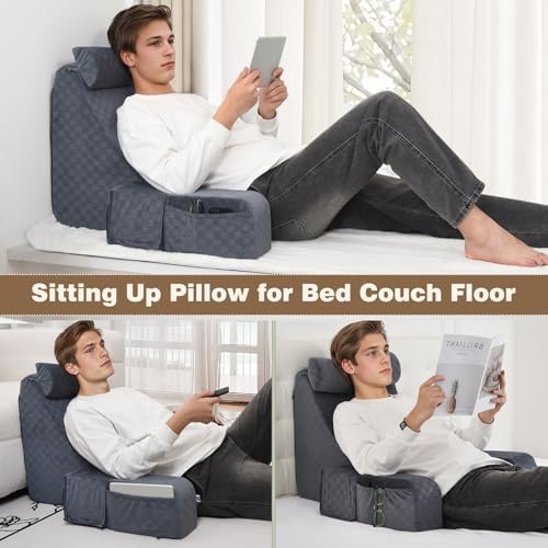 Vekkia 21'' Reading Pillow for Adults with XL Side Pockets, Adjustable Arms - Image 6