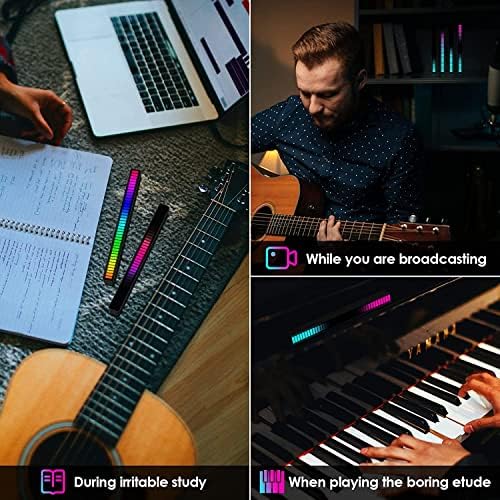 Soulpunk RGB Rechargeable Sound Control Light, Voice-Activated Pickup Music Rhythm Lights, Creative Colorful LED Ambient Light, with 15 Modes Music Sync 32-Bit Audio Spectrum for Car（4 Pack-App） - Image 4