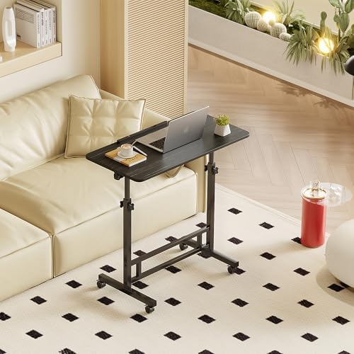 Furist Small Standing Desk Adjustable Height 32 Inch Mobile Sit Stand up Desk Portable Rolling with Wheels Standing for Walking pad Treadmill Black - Image 6
