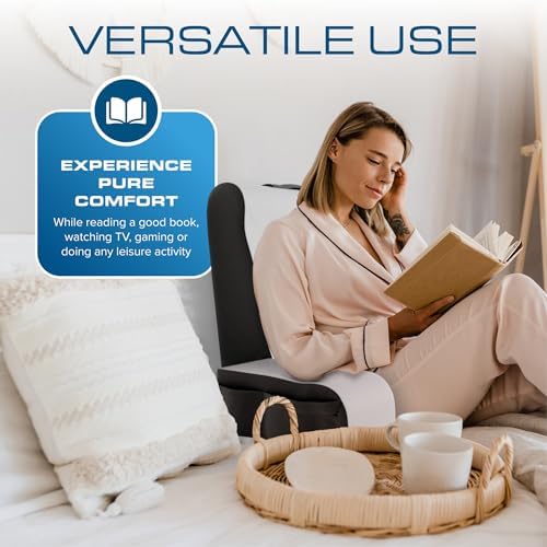 Kölbs Reading Pillow, Full Support Comfort Solid Foam, Back Cushion for Bed Sitting Up TV Book Gaming - Back Support Backrest Use on Mattress or Sofa (Grey/White, Tall) - Image 6