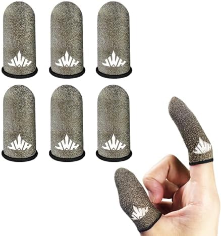 Jwh Ultra Thin Pure Silver Fiber Mobile Phone Gaming Accessories Finger Thumb Sleeves,Breathable,Silky,6 Pack Guantes para Dedos Gamer,Dedales Gamer Profesionales,Finger Gloves,for Pubg Gaming Cots by JWH