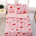 A Nice Night Zipper Bedding for Girls Chic Bow Comforter Set,Strawberry Printed Cute Ribbon Bowknot Kids Bedding Set,Twin Size by ANICENIGHT