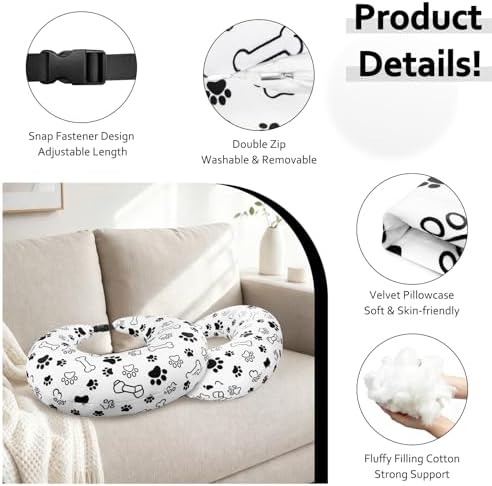 Ergonomic U-Shaped Gaming & Lap Pillow for Crocheting - Cute Dog Paws Crochet Pillow with Elbow & Arm Support, Lap Desk Pillows for Reading, Playing or Crocheting, Suitable for Adults - White - Image 4