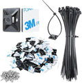 200pcs 3/4" Back-Glue Self Adhesive Black Strong Cable Zip Tie Mounts with 8" Ties, Screws, UV Protection Outdoor Sticky Wire Fasteners Cable Clips Management Anchors Organizer Holders Squares by XHF