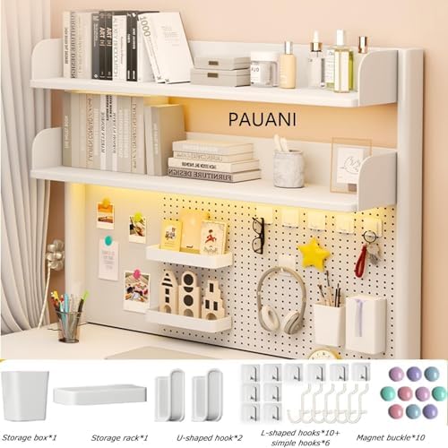 Pegboard Wall Organizer Panels.Pegboard Desk Nizer Shelf for Office Gaming Desk Clamp on Desktop Shelving System with Privacy Panel and Desk Accessories Extendable to 239.3in (Color: A) - Image 4