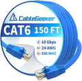CableGeeker Cat 6 Ethernet Cable 150 ft, High Speed 10Gbps CCA Internet Network Cable, 24AWG Heavy Duty Patch Cord, UTP LAN Internet Patch Cable for Router, Modem, PS5/4, Xbox, Server, Blue by CableGeeker